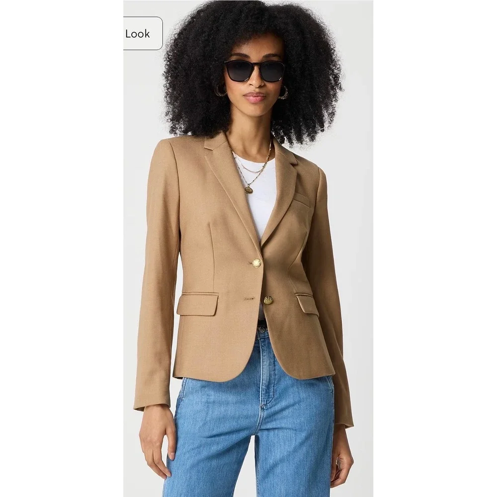 J.Crew Original Schoolboy Blazer Camel Stretch Suit Jacket Women Medium Classic